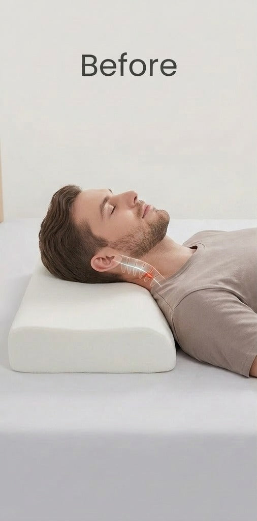 Avant : nuque non soutenue sur un oreiller ordinaire